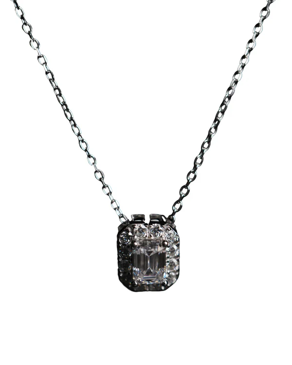 925 SILVER EMERALD HALO PENDANT
