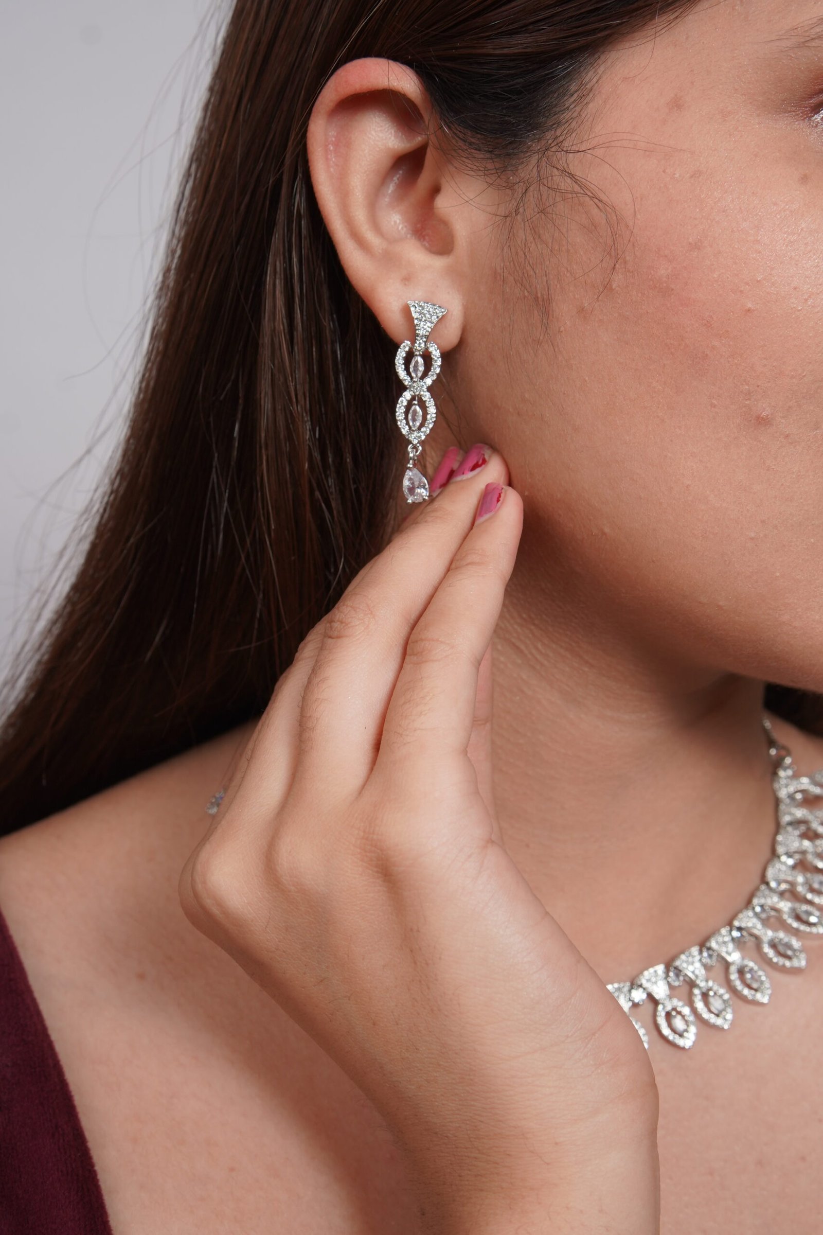 Pear Drop American Diamond Earrings