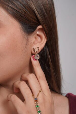 Frosted Butterfly Crystal Teardrop Drop Earrings