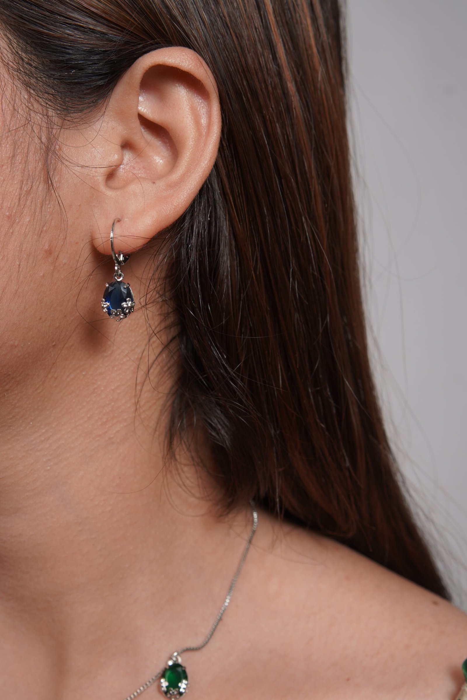 Royal Sapphire Blue Crown Lever-Back Drop Earrings