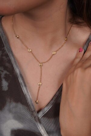 Enchanted Rose Bud Gold Lariat Station Necklace
