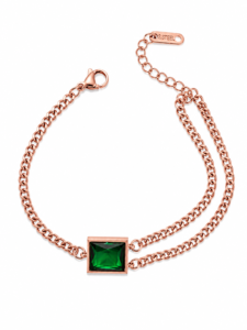 Orneve Emerald Élégance Dual Chain Bracelet